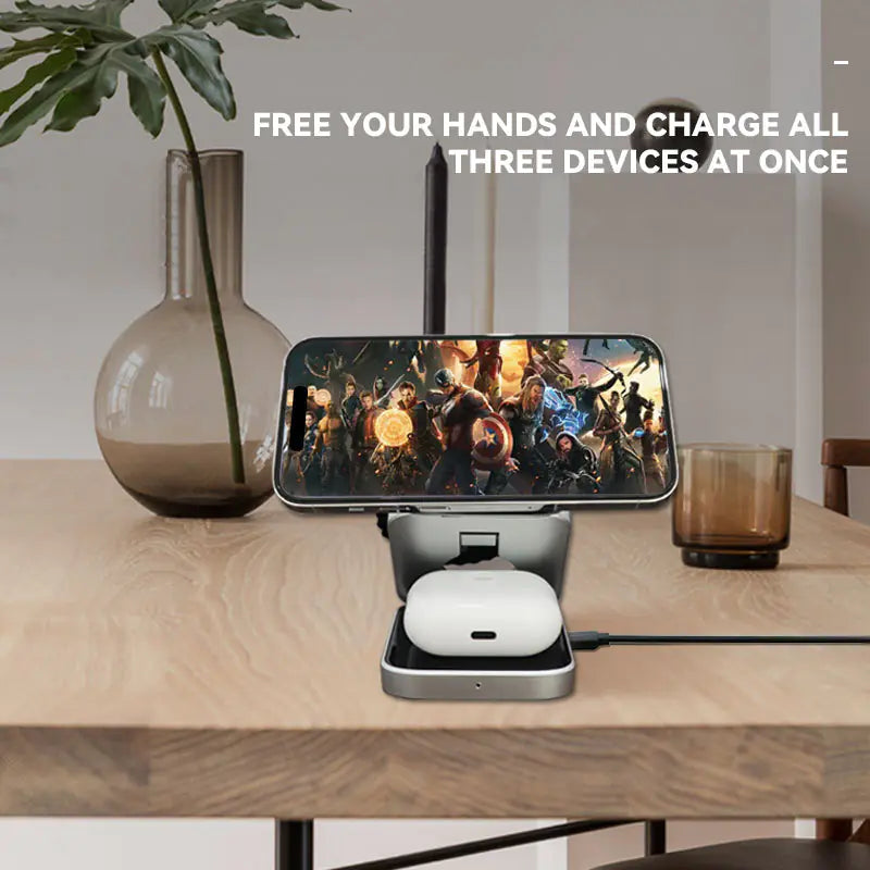 3-in-1 Magnetic Wireless Charger with Stand and Dock