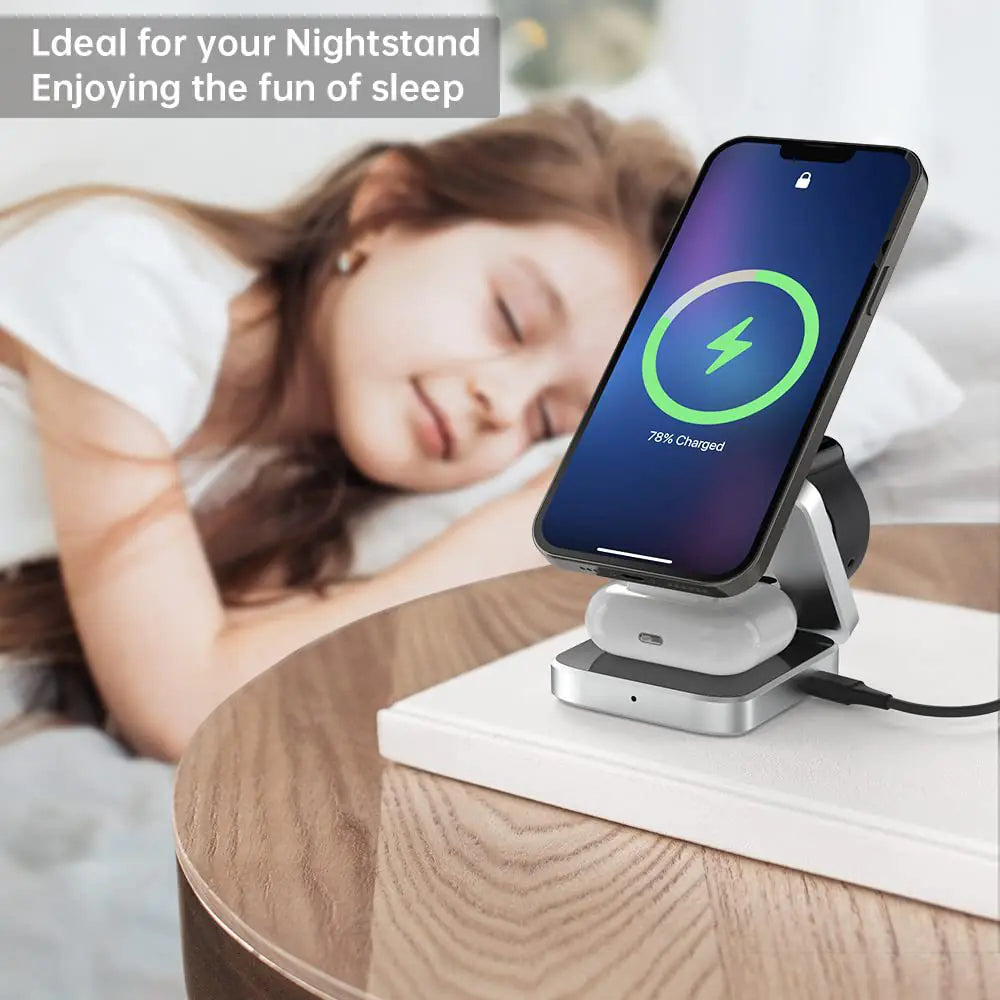 3-in-1 Magnetic Wireless Charger with Stand and Dock