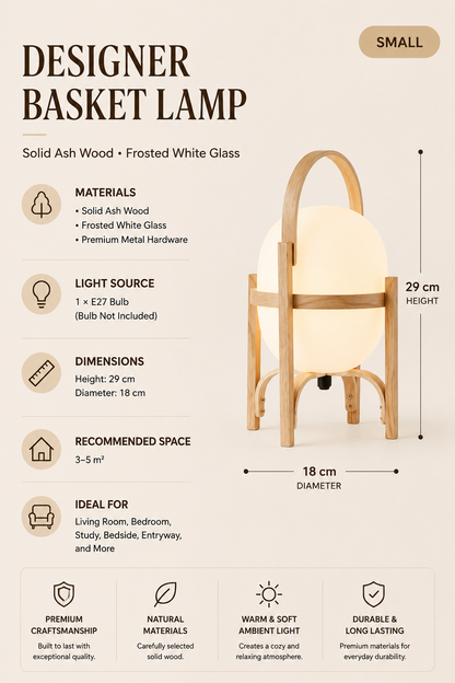 Solid Wood Designer Basket Floor Lamp
