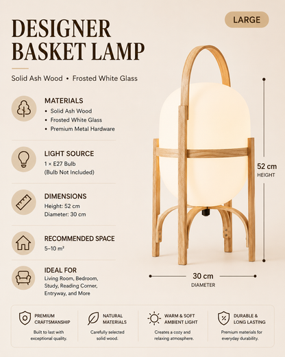Solid Wood Designer Basket Floor Lamp