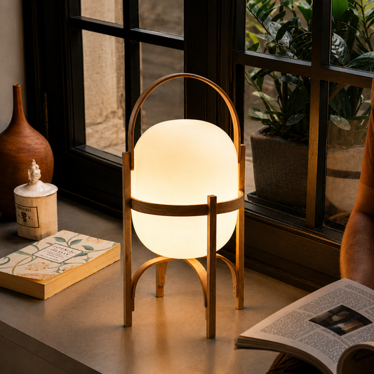 Solid Wood Designer Basket Floor Lamp