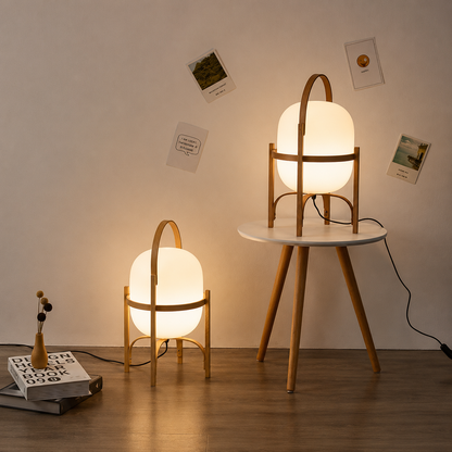Solid Wood Designer Basket Floor Lamp