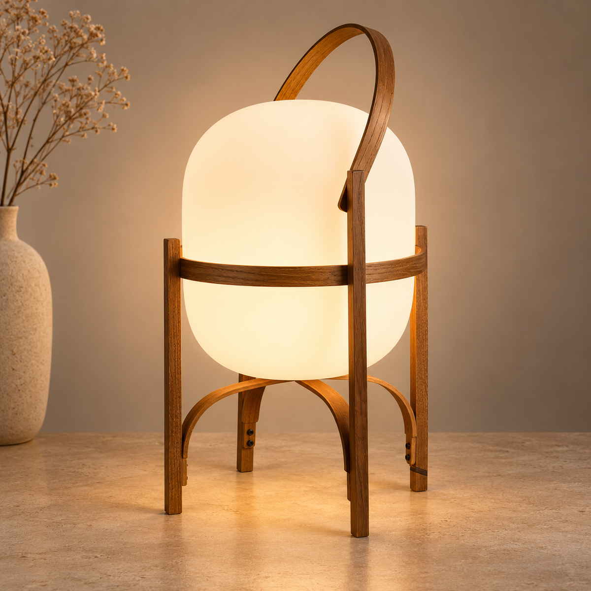 Solid Wood Designer Basket Floor Lamp
