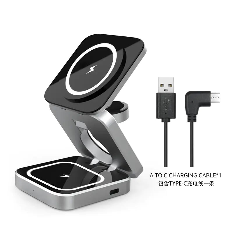 3-in-1 Magnetic Wireless Charger with Stand and Dock