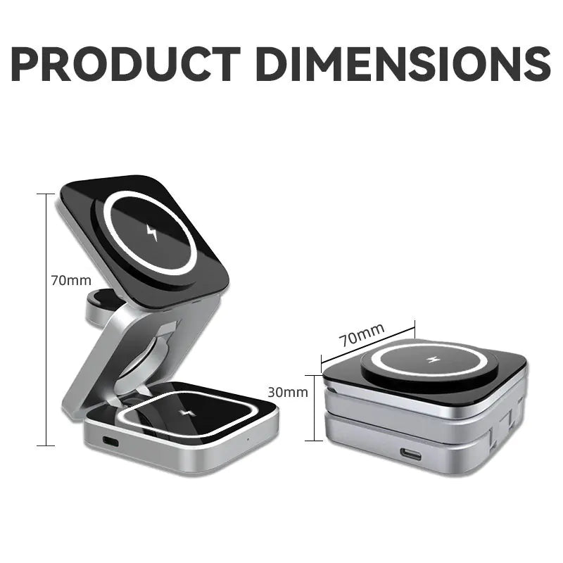 3-in-1 Magnetic Wireless Charger with Stand and Dock