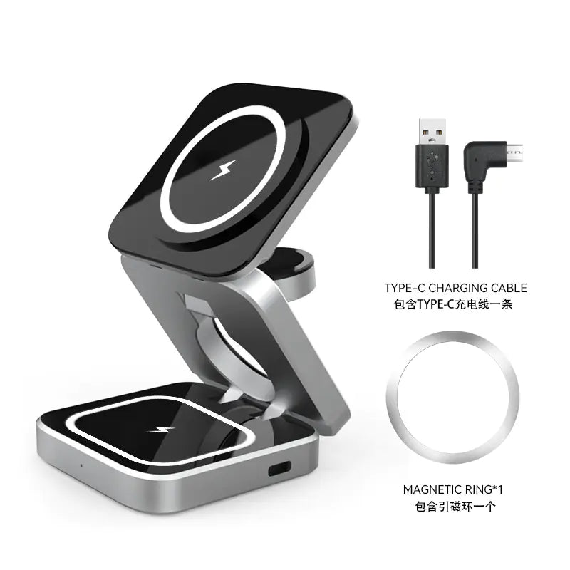 3-in-1 Magnetic Wireless Charger with Stand and Dock