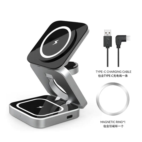3-in-1 Magnetic Wireless Charger with Stand and Dock