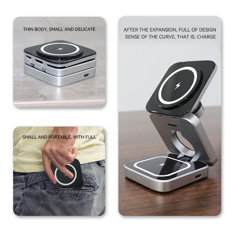 3-in-1 Magnetic Wireless Charger with Stand and Dock